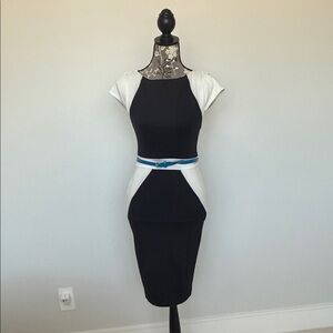 NWOT Arden B Black Midi Pencil Skirt with Cut Out